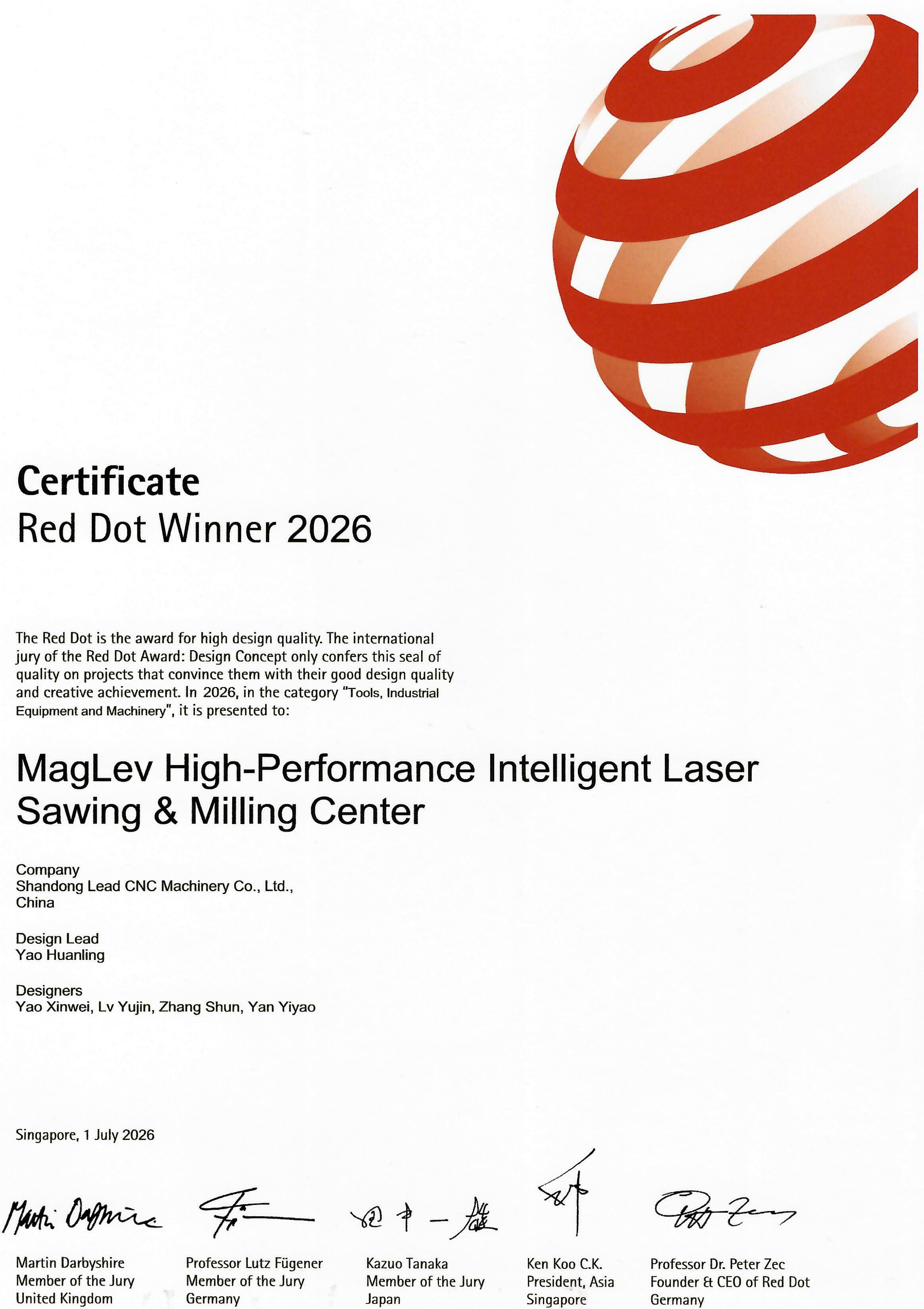 LEADCNC Wins Red Dot Award 2026 | MagLev High-Performance Intelligent Laser Sawing & Milling Center